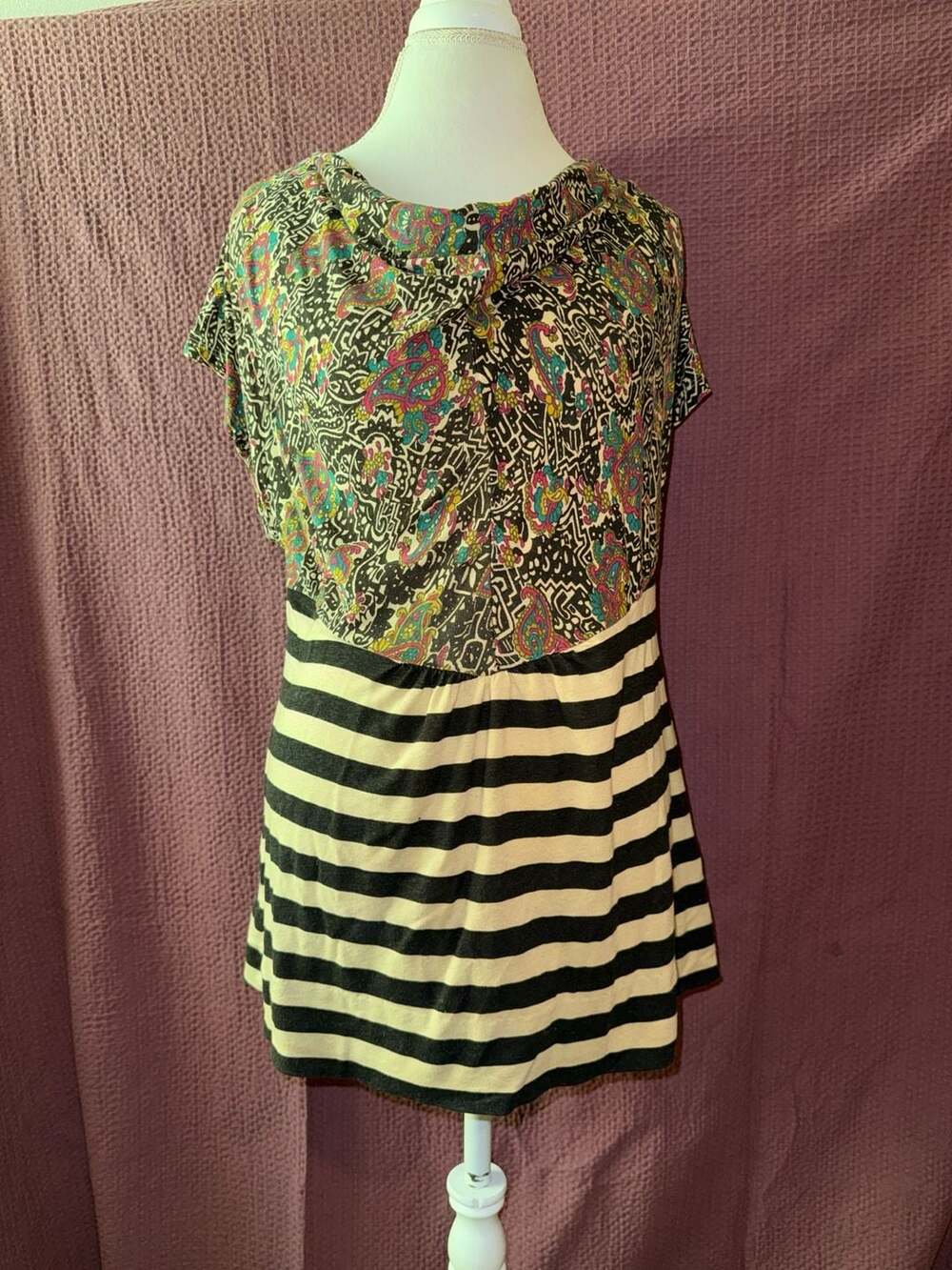 Twenty8Twelve Mixed Print Cowl Neck Top XL